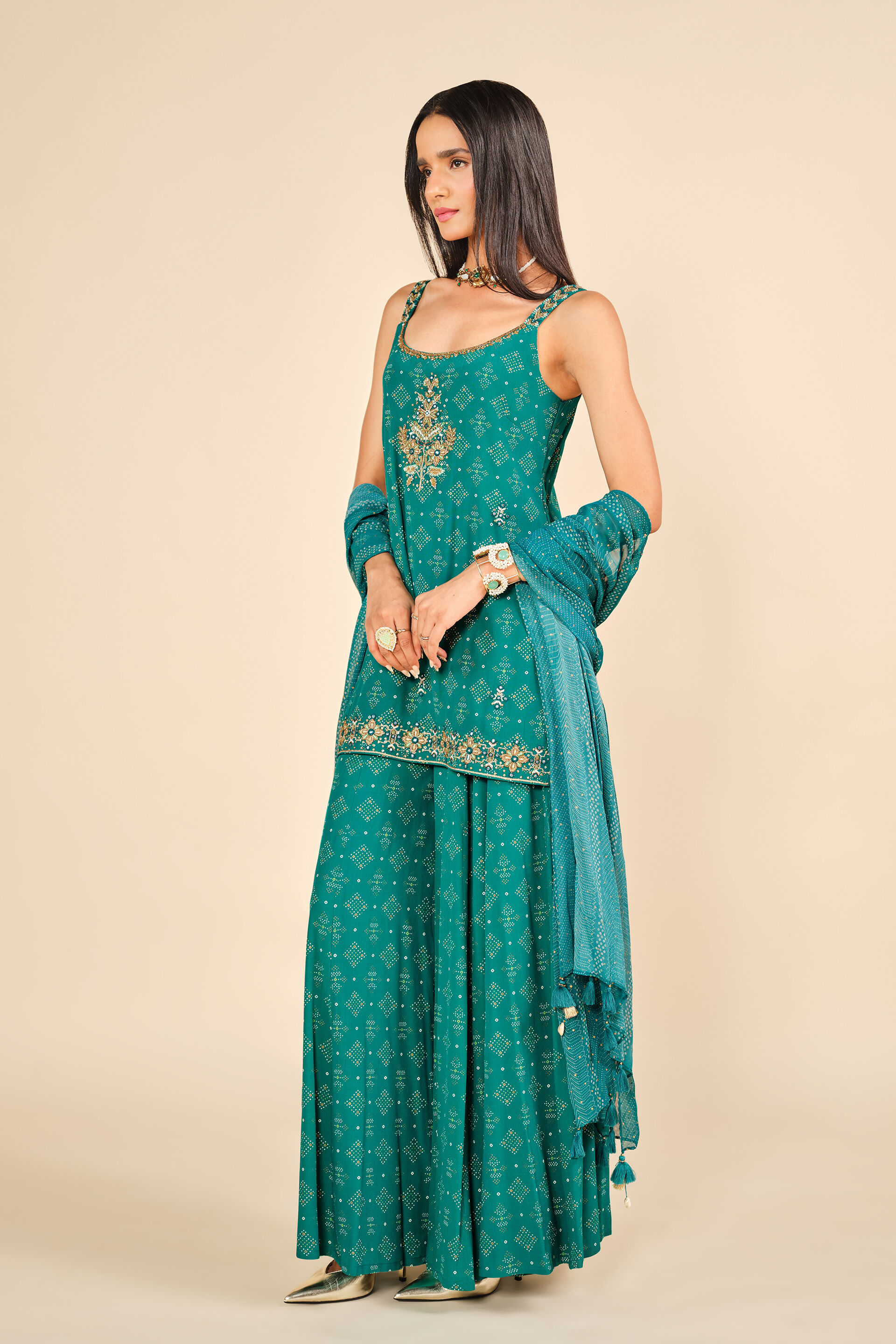 Lashkara Kurta Set, Green, image 2
